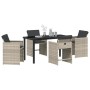 Conjunto de Comedor de Jardín 5 pcs Gris Claro ratán sintético