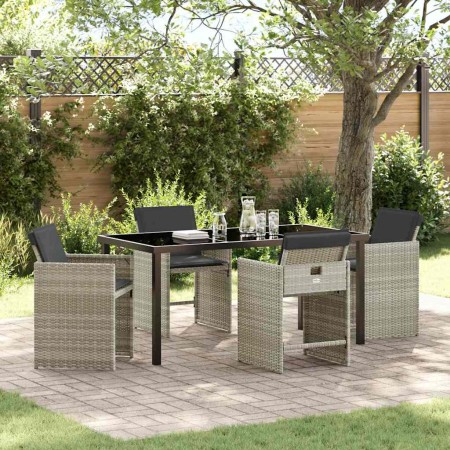 Conjunto de Comedor de Jardín 5 pcs Gris Claro ratán sintético