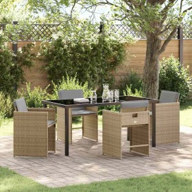 Conjunto de Comedor de Jardín 5 pcs Beige ratán sintético