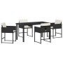 Conjunto de Comedor de Jardín 5 pcs Negro ratán sintético