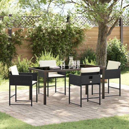 Conjunto de Comedor de Jardín 5 pcs Negro ratán sintético