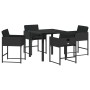 Conjunto de Comedor de Jardín 5 pcs Negro ratán sintético