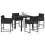 Conjunto de Comedor de Jardín 5 pcs Negro ratán sintético