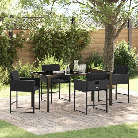 Conjunto de Comedor de Jardín 5 pcs Negro ratán sintético