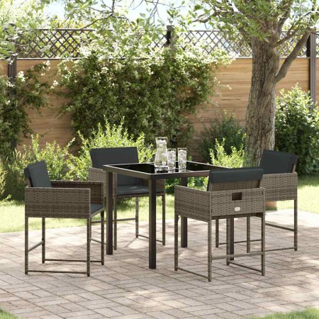 Conjunto de Comedor de Jardín 5 pcs Gris ratán sintético
