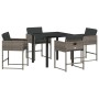 Conjunto de Comedor de Jardín 5 pcs Gris ratán sintético