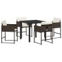 Conjunto de Comedor de Jardín 5 pcs Marrón ratán sintético
