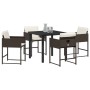 Conjunto de Comedor de Jardín 5 pcs Marrón ratán sintético
