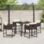 Conjunto de Comedor de Jardín 5 pcs Marrón ratán sintético