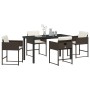 Conjunto de Comedor de Jardín 5 pcs Marrón ratán sintético