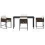Conjunto de Comedor de Jardín 5 pcs Marrón ratán sintético