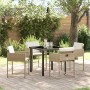 Conjunto de Comedor de Jardín 5 pcs Beige ratán sintético