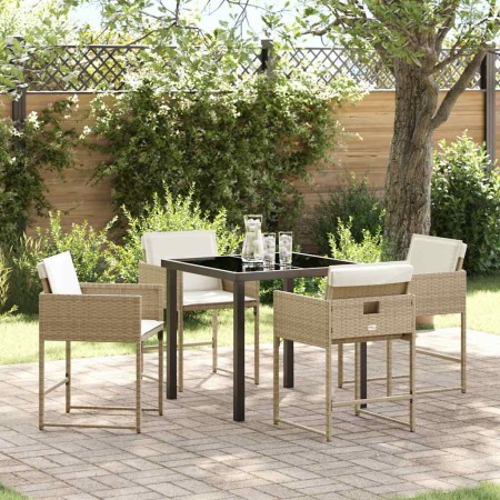 Conjunto de Comedor de Jardín 5 pcs Beige ratán sintético