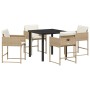 Conjunto de Comedor de Jardín 5 pcs Beige ratán sintético
