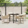 Conjunto de Comedor de Jardín 5 pcs Beige ratán sintético