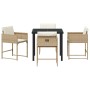 Conjunto de Comedor de Jardín 5 pcs Beige ratán sintético