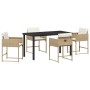Conjunto de Comedor de Jardín 5 pcs Beige ratán sintético