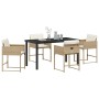 Conjunto de Comedor de Jardín 5 pcs Beige ratán sintético