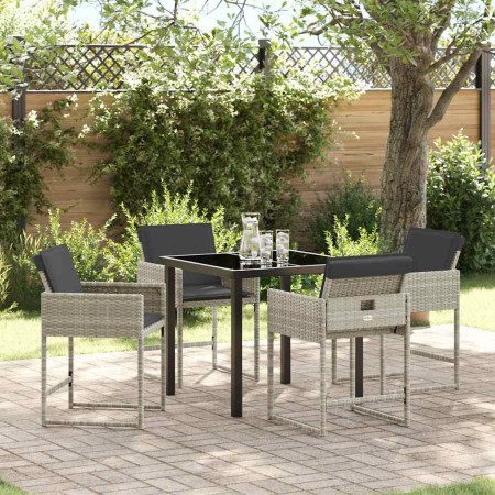 Conjunto de Comedor de Jardín 5 pcs Gris Claro ratán sintético