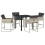 Conjunto de Comedor de Jardín 5 pcs Gris Claro ratán sintético