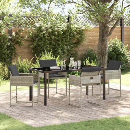 Conjunto de Comedor de Jardín 5 pcs Gris Claro ratán sintético