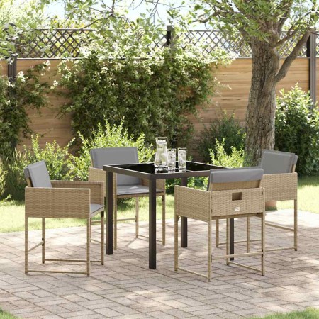Conjunto de Comedor de Jardín 5 pcs Beige ratán sintético