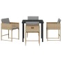 Conjunto de Comedor de Jardín 5 pcs Beige ratán sintético