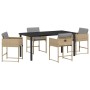 Conjunto de Comedor de Jardín 5 pcs Beige ratán sintético