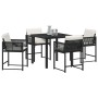 Conjunto de Comedor de Jardín 5 pcs Negro ratán sintético