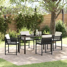 Conjunto de Comedor de Jardín 5 pcs Negro ratán sintético