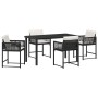 Conjunto de Comedor de Jardín 5 pcs Negro ratán sintético