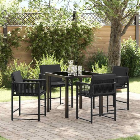 Conjunto de Comedor de Jardín 5 pcs Negro ratán sintético