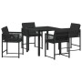 Conjunto de Comedor de Jardín 5 pcs Negro ratán sintético