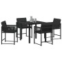 Conjunto de Comedor de Jardín 5 pcs Negro ratán sintético