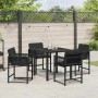 Conjunto de Comedor de Jardín 5 pcs Negro ratán sintético