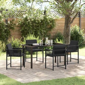 Conjunto de Comedor de Jardín 5 pcs Negro ratán sintético