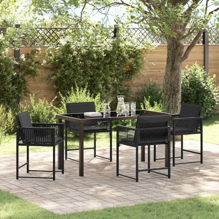 Conjunto de Comedor de Jardín 5 pcs Negro ratán sintético