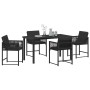 Conjunto de Comedor de Jardín 5 pcs Negro ratán sintético