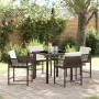 Conjunto de Comedor de Jardín 5 pcs Marrón ratán sintético