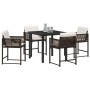 Conjunto de Comedor de Jardín 5 pcs Marrón ratán sintético