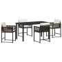 Conjunto de Comedor de Jardín 5 pcs Marrón ratán sintético