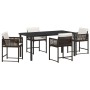 Conjunto de Comedor de Jardín 5 pcs Marrón ratán sintético