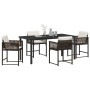 Conjunto de Comedor de Jardín 5 pcs Marrón ratán sintético