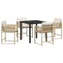 Conjunto de Comedor de Jardín 5 pcs Beige ratán sintético