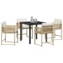 Conjunto de Comedor de Jardín 5 pcs Beige ratán sintético