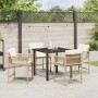 Conjunto de Comedor de Jardín 5 pcs Beige ratán sintético