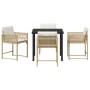 Conjunto de Comedor de Jardín 5 pcs Beige ratán sintético