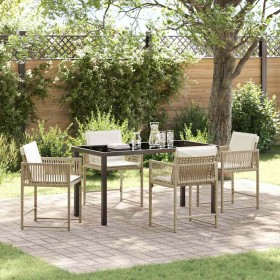 Conjunto de Comedor de Jardín 5 pcs Beige ratán sintético