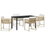 Conjunto de Comedor de Jardín 5 pcs Beige ratán sintético