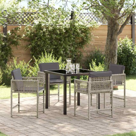 Conjunto de Comedor de Jardín 5 pcs Gris Claro ratán sintético